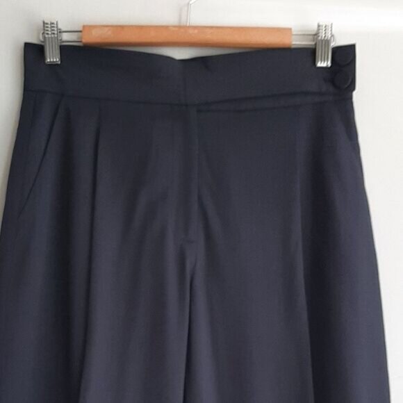 LEWIT / Cuffed High Rise Classic Trousers Dress Pants Navy Blue Sz 8 - Picture 4 of 9